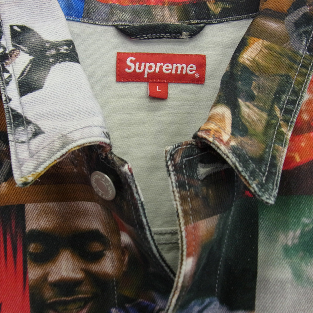 Supreme シュプリーム 21AW Nas DMX Collage Denim Chore Coat ナズ ムービーフォト 総柄 チョアコート カバーオールジャケット マルチカラー系 L【中古】