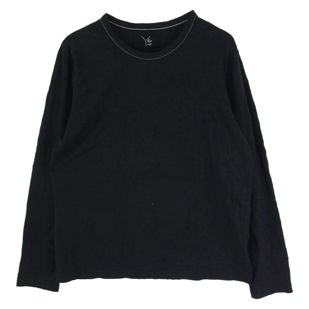 Y's Yohji Yamamoto ワイズ ヨウジヤマモト 22AW YE-T54-057 40/-HARD TWIST JERSEY Y'S STITCH LONG T A シワ加工 ロングスリーブ 長袖 カットソー ブラック系 3【中古】