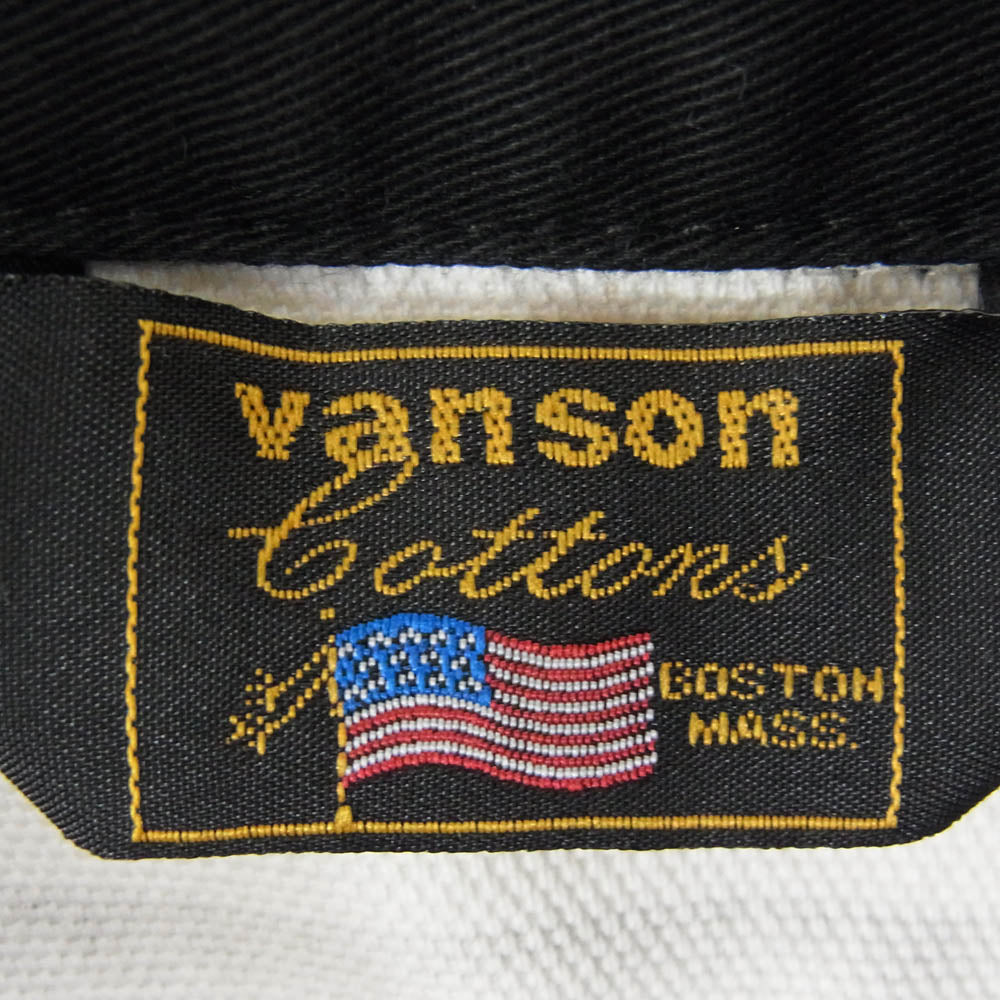 VANSON バンソン ボーダー 刺繍 ワッペン ワーク ジャケット ブラック系 M【中古】