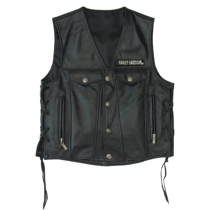 ハーレーダビッドソン 牛革レザーベスト ブラック Lサイズ Harley