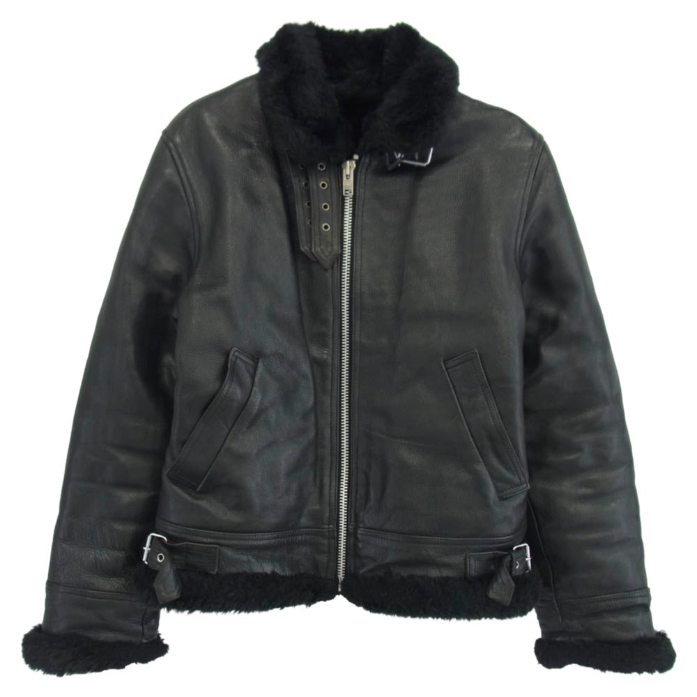 ホーンワークス TYPE B-3 COWHIDE LEATHER JACKET 牛革 レザー ライダース ジャケット ブラック系 M【中古】