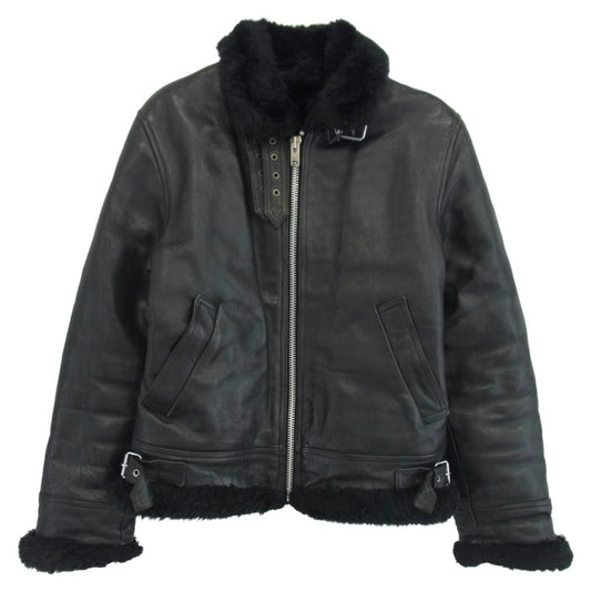 ホーンワークス TYPE B-3 COWHIDE LEATHER JACKET 牛革 レザー ライダース ジャケット ブラック系 M【中古】
