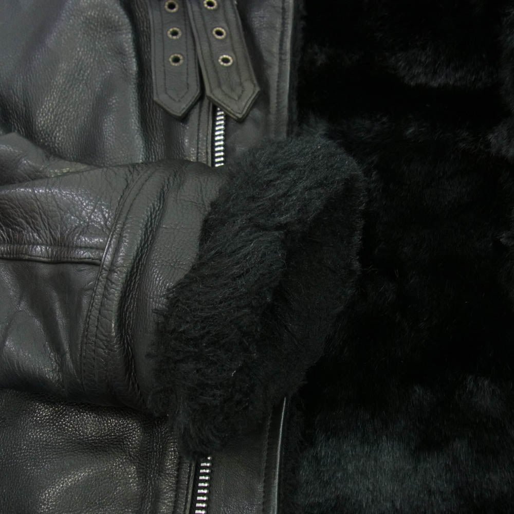 ホーンワークス TYPE B-3 COWHIDE LEATHER JACKET 牛革 レザー ライダース ジャケット ブラック系 M【中古】
