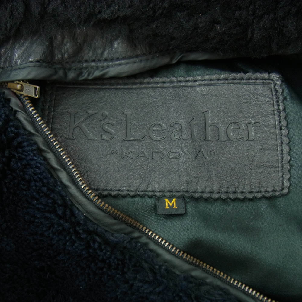 KADOYA カドヤ K's Leather ケイズ レザー 襟ボア ライナー付き レザー ライダース ジャケット ブラック系 M【中古】