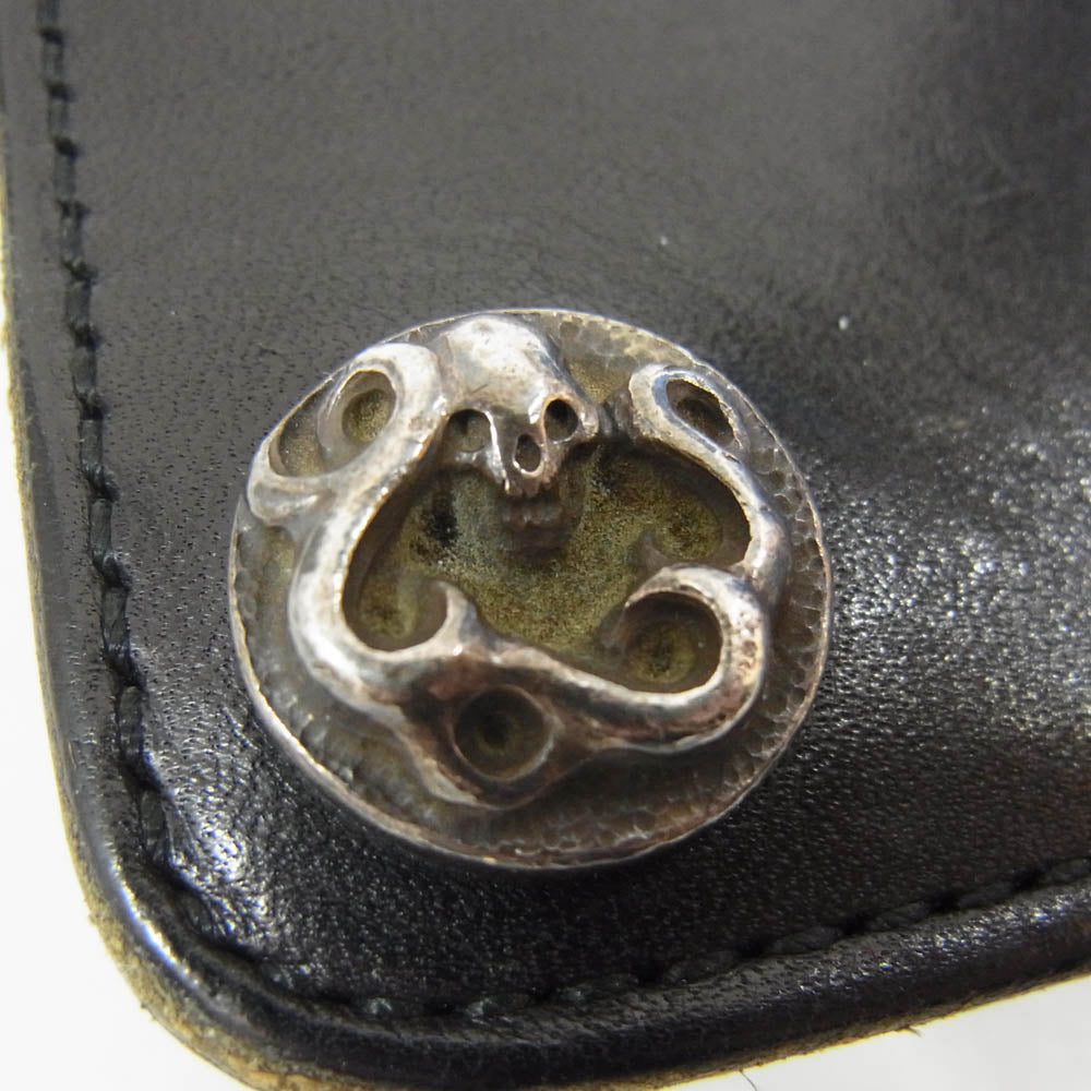 ARGENT GLEAM アージェントグリーム コンチョボタン レザー トラッカー ロングウォレット 長財布 ブラック系【中古】
