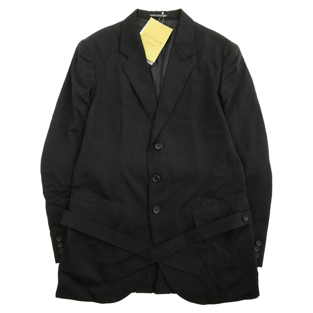 Yohji Yamamoto POUR HOMME ヨウジヤマモトプールオム HZ-J32-100-2 後ろプリーツ背抜きJ ウールギャバ テーラード ジャケット ブラック系 4【極上美品】【中古】