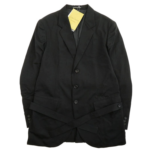 Yohji Yamamoto POUR HOMME ヨウジヤマモトプールオム HZ-J32-100-2 後ろプリーツ背抜きJ ウールギャバ テーラード ジャケット ブラック系 4【極上美品】【中古】