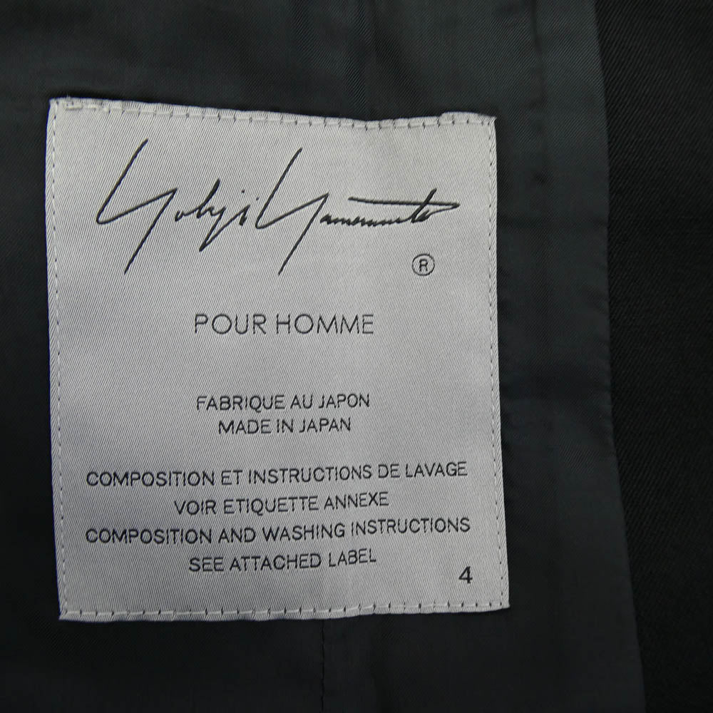 Yohji Yamamoto POUR HOMME ヨウジヤマモトプールオム HZ-J32-100-2 後ろプリーツ背抜きJ ウールギャバ テーラード ジャケット ブラック系 4【極上美品】【中古】