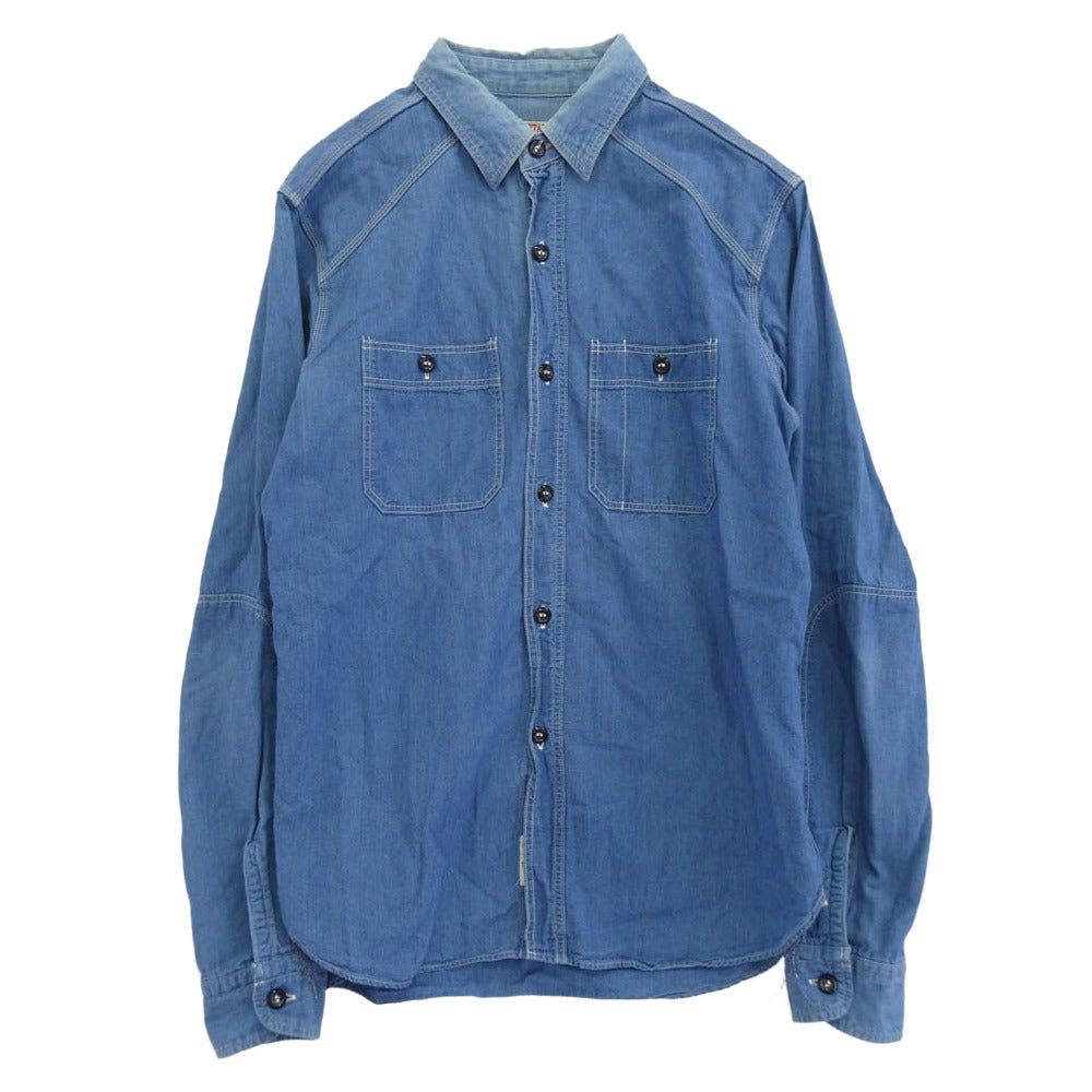 A VONTADE アボンタージ シャンブレー ワーク長袖 シャツ インディゴブルー系 L【中古】