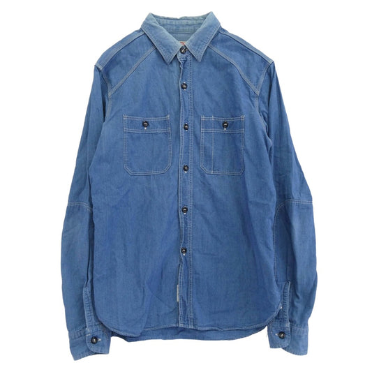 A VONTADE アボンタージ シャンブレー ワーク長袖 シャツ インディゴブルー系 L【中古】