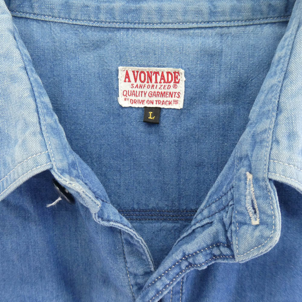 A VONTADE アボンタージ シャンブレー ワーク長袖 シャツ インディゴブルー系 L【中古】