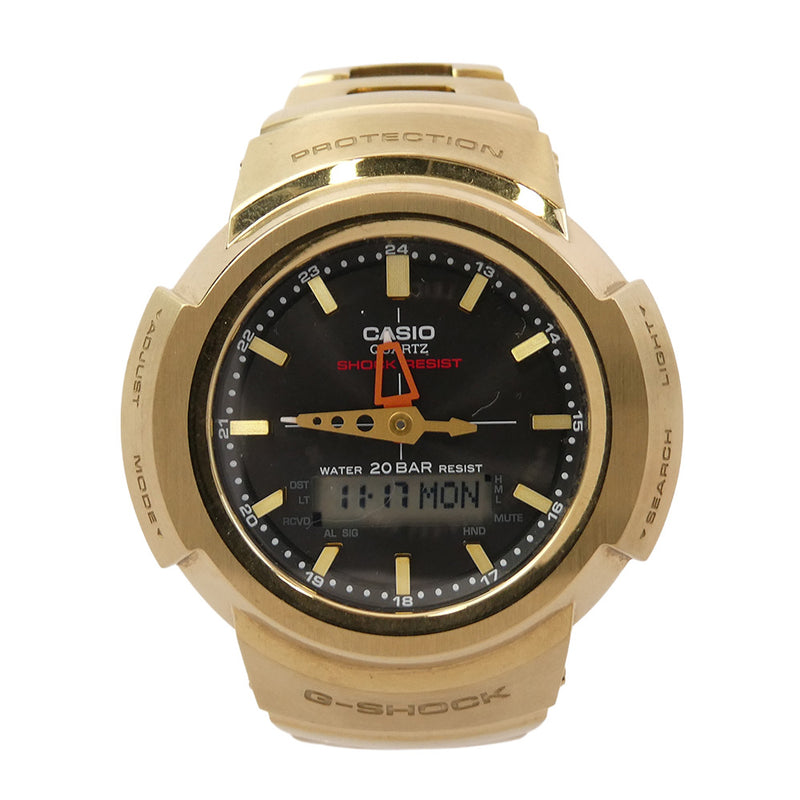 CASIO G-SHOCK カシオ ジーショック AWM-500GD-9AJF フルメタル タフソーラー アナログ デジタル SS ブラック文字盤 腕時計 ゴールド系【中古】