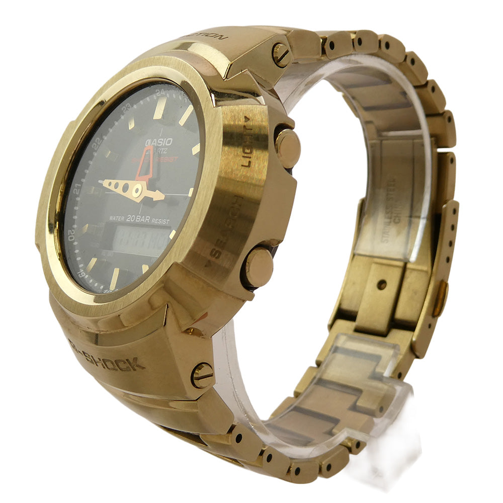 CASIO G-SHOCK カシオ ジーショック AWM-500GD-9AJF フルメタル タフソーラー アナログ デジタル SS ブラック文字盤 腕時計 ゴールド系【中古】