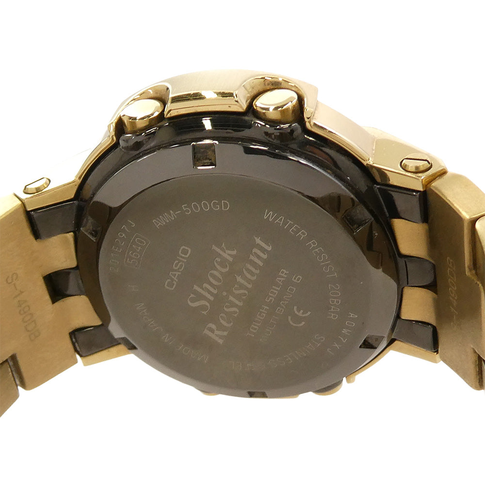 CASIO G-SHOCK カシオ ジーショック AWM-500GD-9AJF フルメタル タフソーラー アナログ デジタル SS ブラック文字盤 腕時計 ゴールド系【中古】