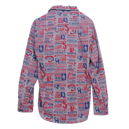 HYSTERIC GLAMOUR ヒステリックグラマー 0224AH02 プリント デザイン ウエスタン 長袖 シャツ グレー系 S【中古】