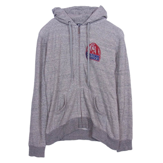 HYSTERIC GLAMOUR ヒステリックグラマー 0223CF03 リネン混 ガールプリント ジップ パーカー グレー系 S【中古】