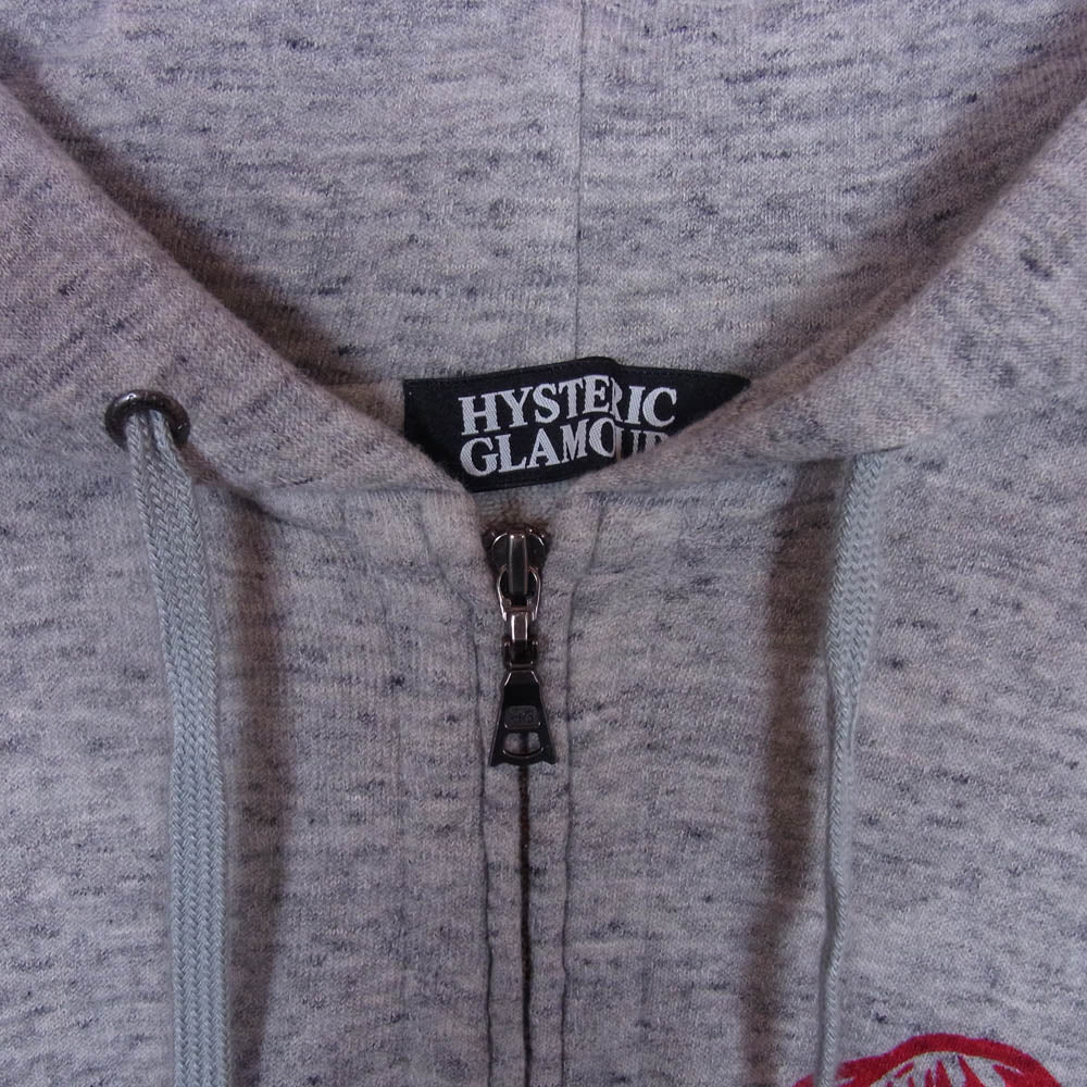 HYSTERIC GLAMOUR ヒステリックグラマー 0223CF03 リネン混 ガールプリント ジップ パーカー グレー系 S【中古】