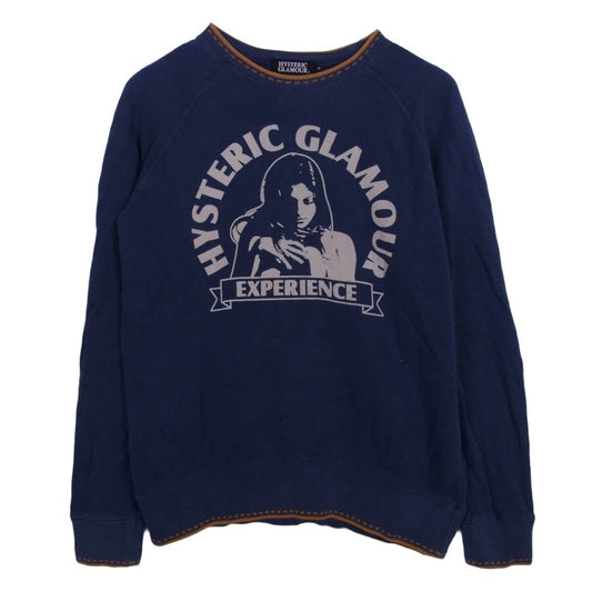 HYSTERIC GLAMOUR ヒステリックグラマー 0224CS02 ガールプリント クルーネック スウェット ネイビー系 S【中古】