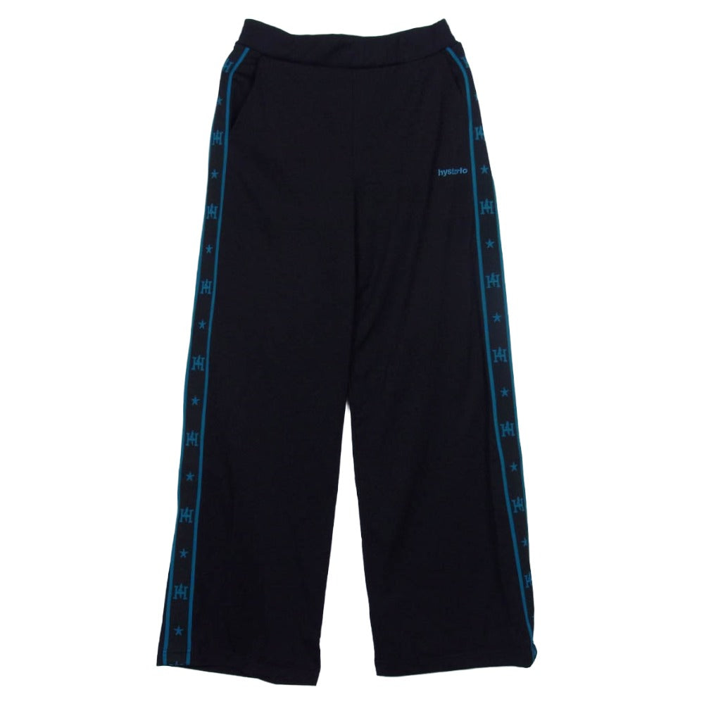 HYSTERIC GLAMOUR ヒステリックグラマー 01172CP01 NEWS PAPER GIRL LOGO刺繍 SWP サイドライン トラック パンツ ブラック系 FREE【中古】