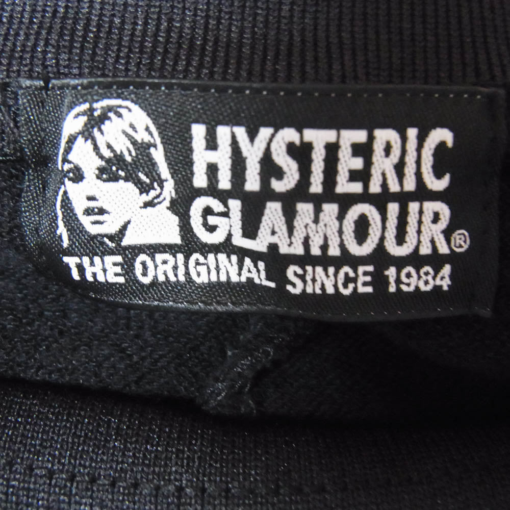 HYSTERIC GLAMOUR ヒステリックグラマー 01172CP01 NEWS PAPER GIRL LOGO刺繍 SWP サイドライン トラック パンツ ブラック系 FREE【中古】