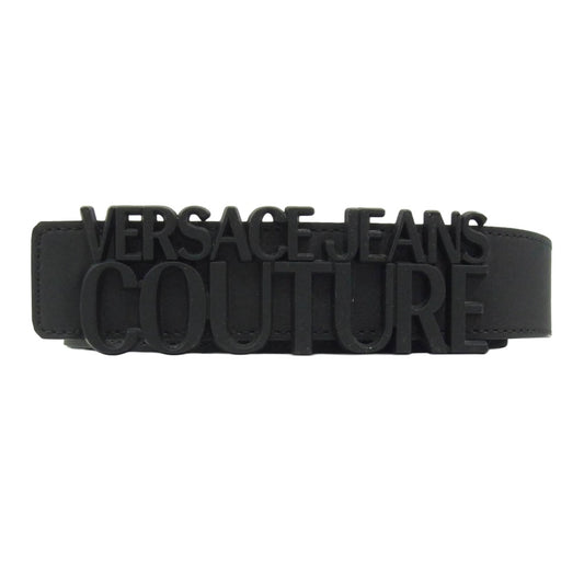 VERSACE ヴェルサーチ JEANS ジーンズライン クチュール ロゴバックル ベルト ブラック系【美品】【中古】