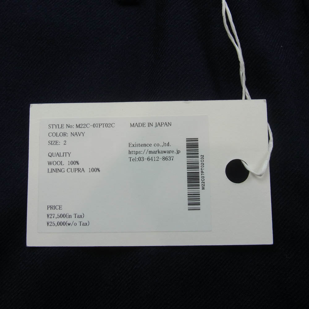 marka マーカ M22C-07PT02C テーパード ウール トラウザーズ パンツ ネイビー ネイビー系 2【極上美品】【中古】
