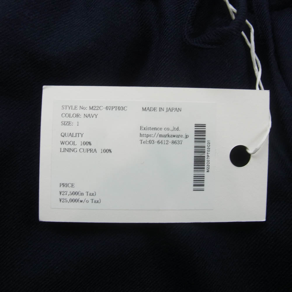 marka マーカ M22C-07PT02C テーパード ウール トラウザーズ パンツ ネイビー ネイビー系 1【中古】