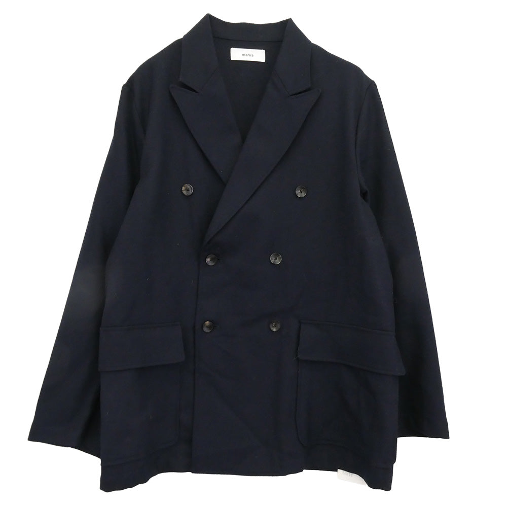 marka マーカ M22C-07JK01C W.B SHIRT JACKET ダブルブレステッド ウール シャツジャケット ネイビー ブラック系 2【極上美品】【中古】
