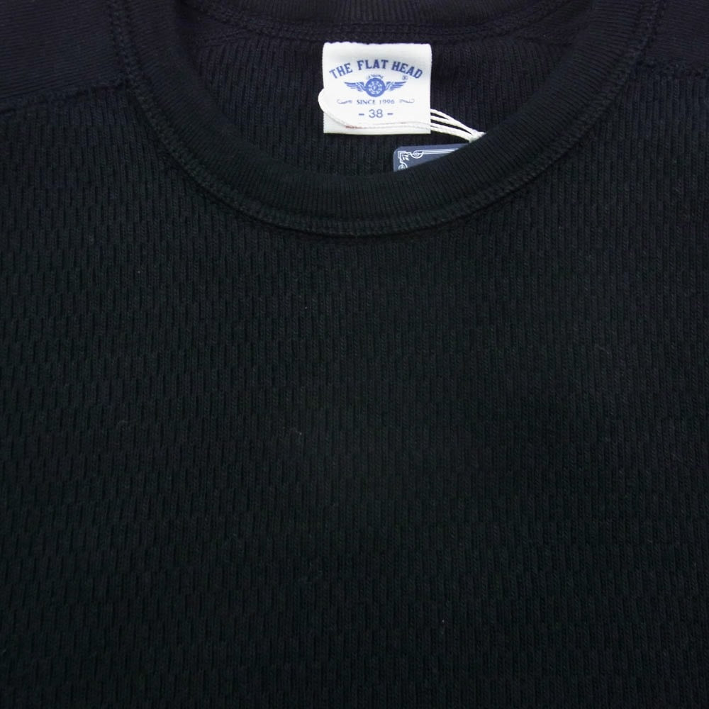 THE FLAT HEAD ザフラットヘッド FN-HTHL-001 ヘビーウエイトサーマル 長袖 Tシャツ カットソー ブラック系 38【極上美品】【中古】