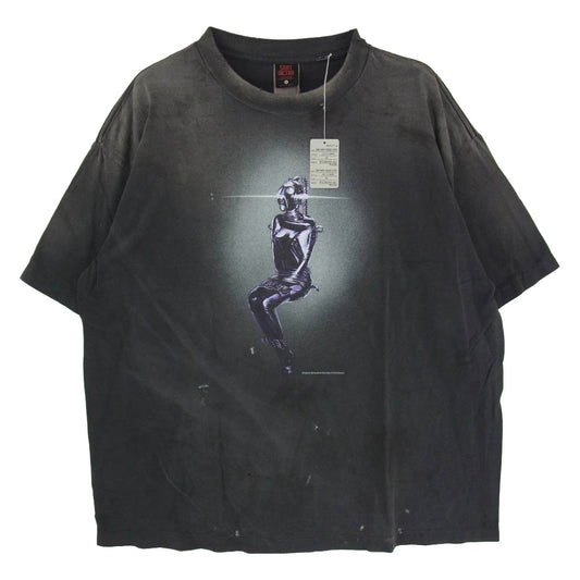 SAINT MICHAEL セントマイケル SM-HR1-0000-C75 SRYM_SS TEE MASK 加工 プリント Tシャツ チャコール系 XL【新古品】【未使用】【中古】