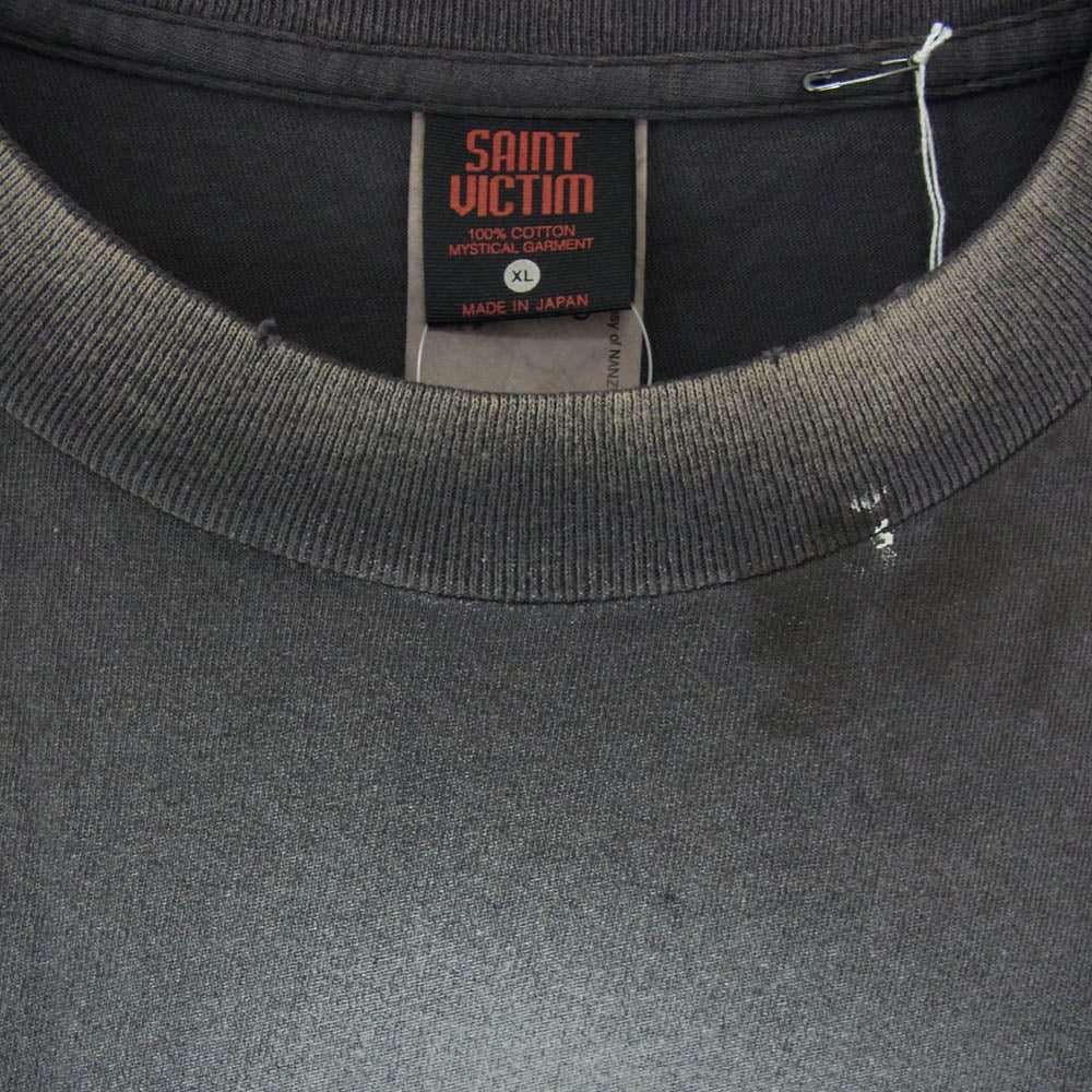 SAINT MICHAEL セントマイケル SM-HR1-0000-C75 SRYM_SS TEE MASK 加工 プリント Tシャツ チャコール系 XL【新古品】【未使用】【中古】