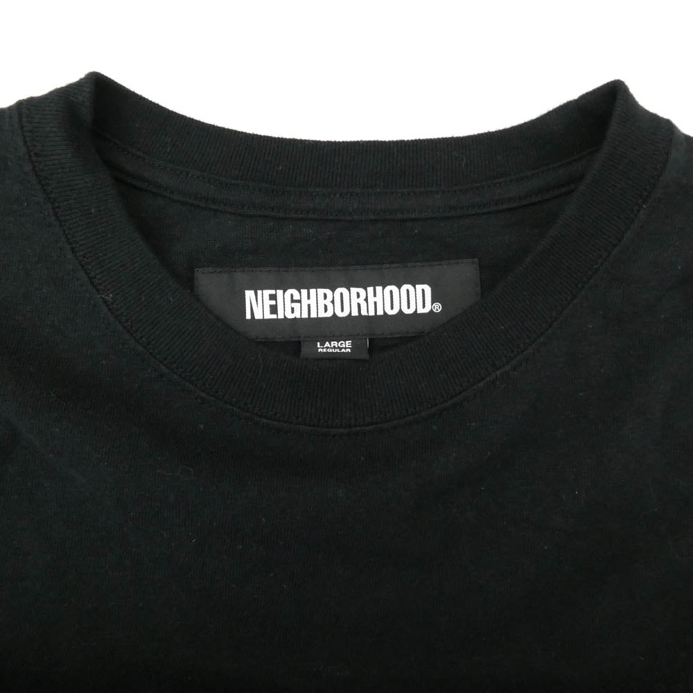 NEIGHBORHOOD ネイバーフッド 23AW 232UNNH-CSM04 BICOLOR CREWNECK LS バイカラー クルーネック 長袖 Tシャツ ツインアームフルロゴ プリント ロンT カットソー ブラック系 チャコール系 L【中古】