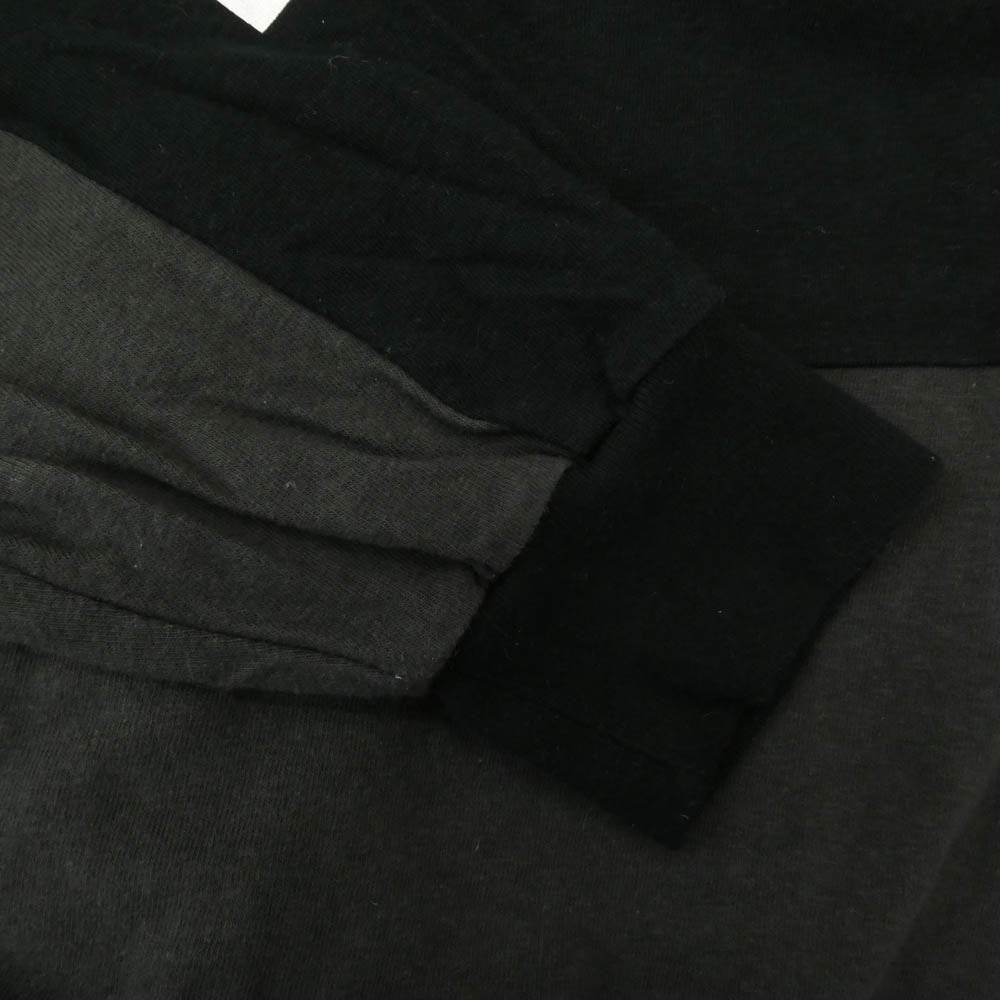 NEIGHBORHOOD ネイバーフッド 23AW 232UNNH-CSM04 BICOLOR CREWNECK LS バイカラー クルーネック 長袖 Tシャツ ツインアームフルロゴ プリント ロンT カットソー ブラック系 チャコール系 L【中古】