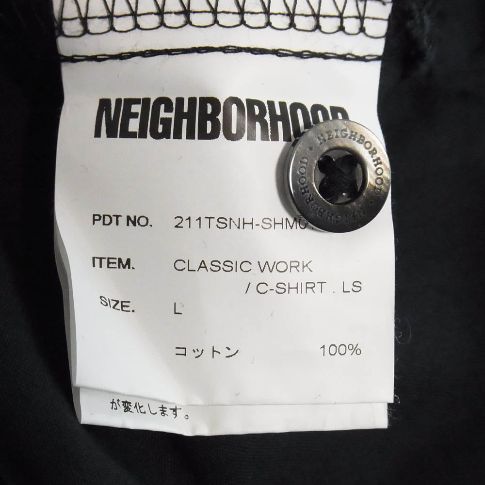 NEIGHBORHOOD ネイバーフッド 21SS 211TSNH-SHM01 CLASSIC WORK C-SHIRT クラシック コットン ワーク 長袖シャツ ブラック系 L【中古】