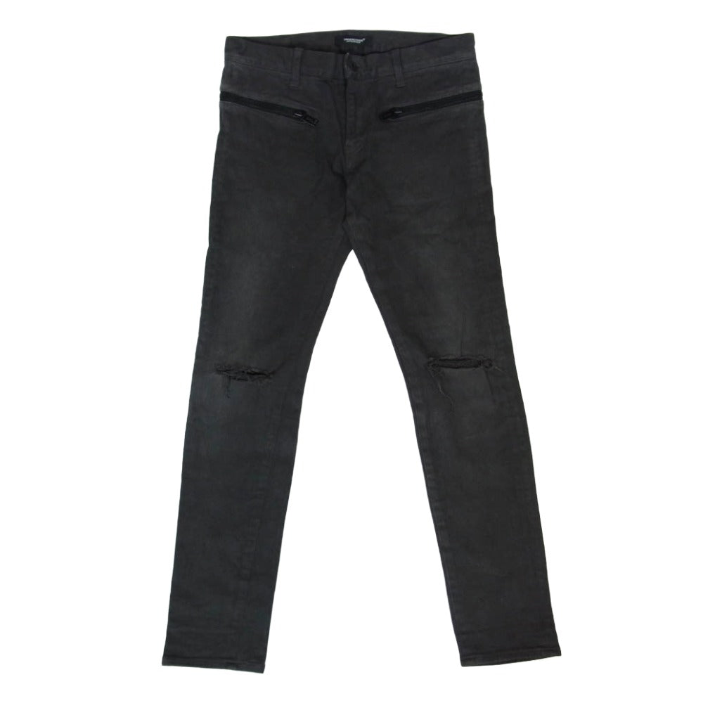 UNDERCOVER アンダーカバー 18SS UCU4501-1 ダメージ加工 ヒザヤブレ ジップ ストレッチ ジップポケット スキニー デニムパンツ ブラック系 2【中古】