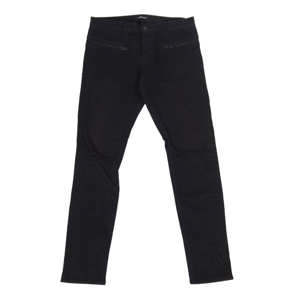 UNDERCOVER アンダーカバー 18SS UCU4501-1 ダメージ加工 ヒザヤブレ ジップ ストレッチ スキニー デニムパンツ ブラック系 2【中古】
