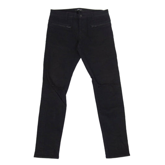UNDERCOVER アンダーカバー 18SS UCU4501-1 ダメージ加工 ヒザヤブレ ジップ ストレッチ スキニー デニムパンツ ブラック系 2【中古】