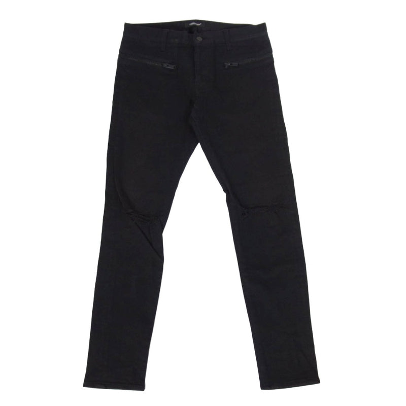 UNDERCOVER アンダーカバー 18SS UCU4501-1 ダメージ加工 ヒザヤブレ ジップ ストレッチ スキニー デニムパンツ ブラック系 2【中古】