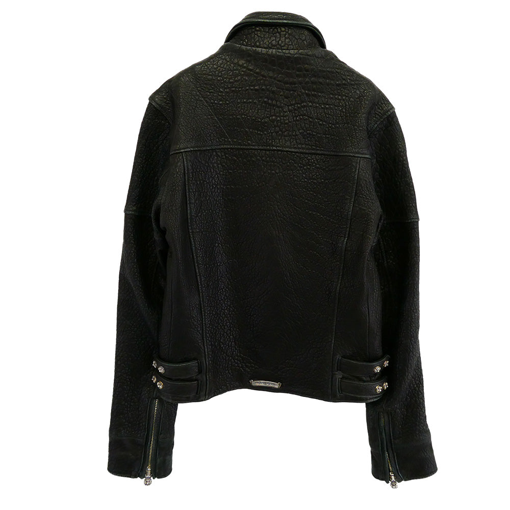 CHROME HEARTS クロムハーツ（原本無） CRETIN LTHR クリティン グレインシープレザー ダブルライダースジャケット ブラック系 S【中古】