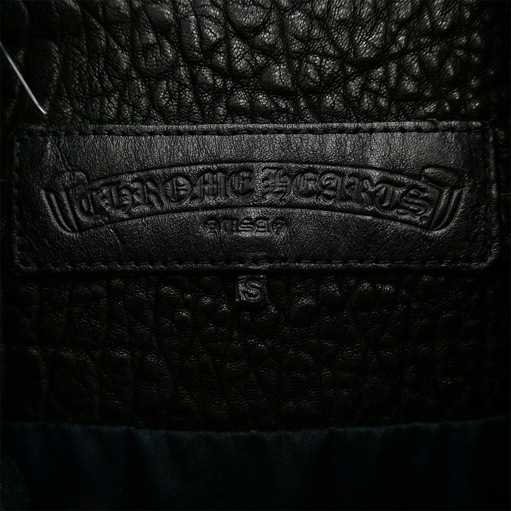 CHROME HEARTS クロムハーツ（原本無） CRETIN LTHR クリティン グレインシープレザー ダブルライダースジャケット ブラック系 S【中古】