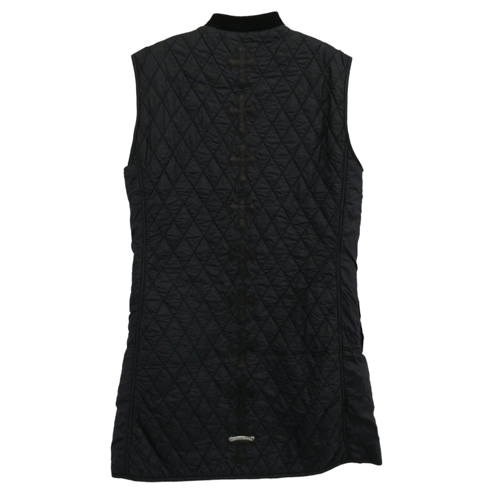 CHROME HEARTS クロムハーツ（原本有） PAPA FBRC CEM CRS STRIPE セメタリークロスレザーパッチ ダガージップ キルティング ベスト ブラック系 S【中古】