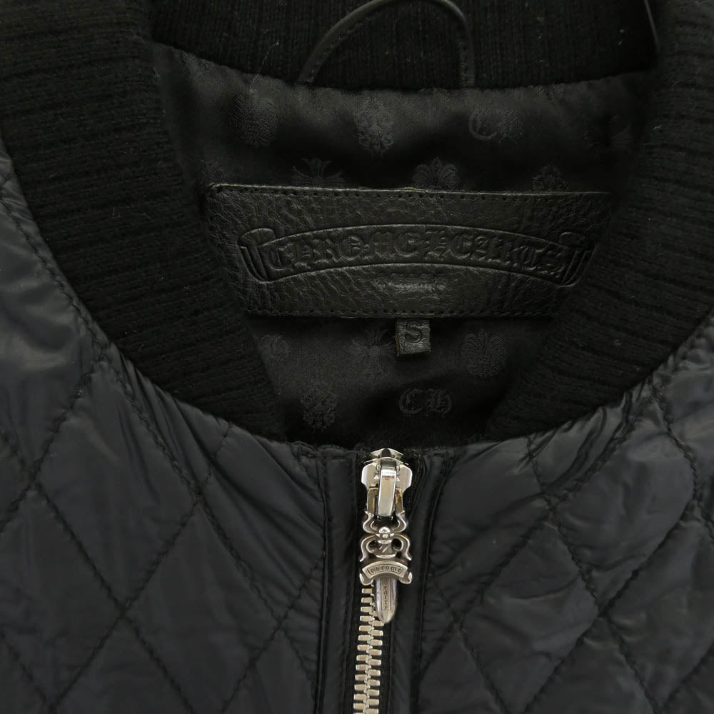 CHROME HEARTS クロムハーツ（原本有） PAPA FBRC CEM CRS STRIPE セメタリークロスレザーパッチ ダガージップ キルティング ベスト ブラック系 S【中古】