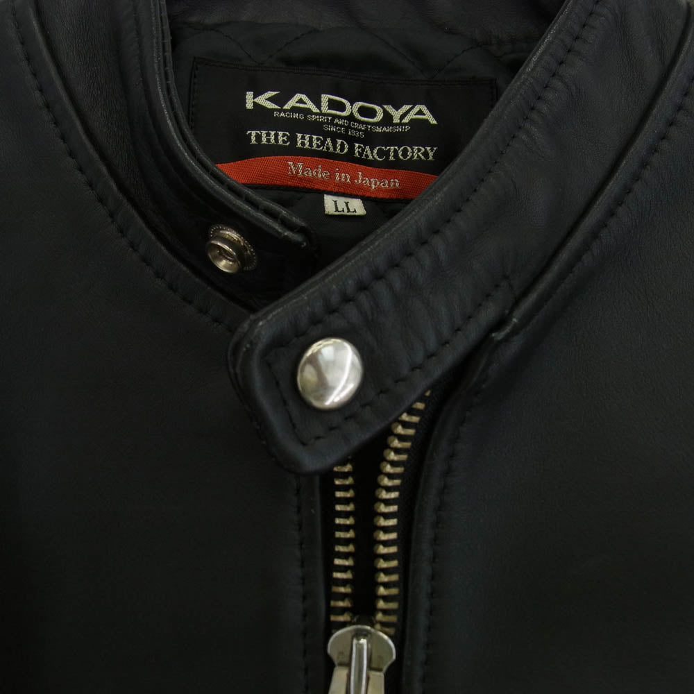 KADOYA カドヤ ヘッドファクトリー HF/AS-1VS 裏地キルティング シングルライダースジャケット ブラック系 LL【中古】