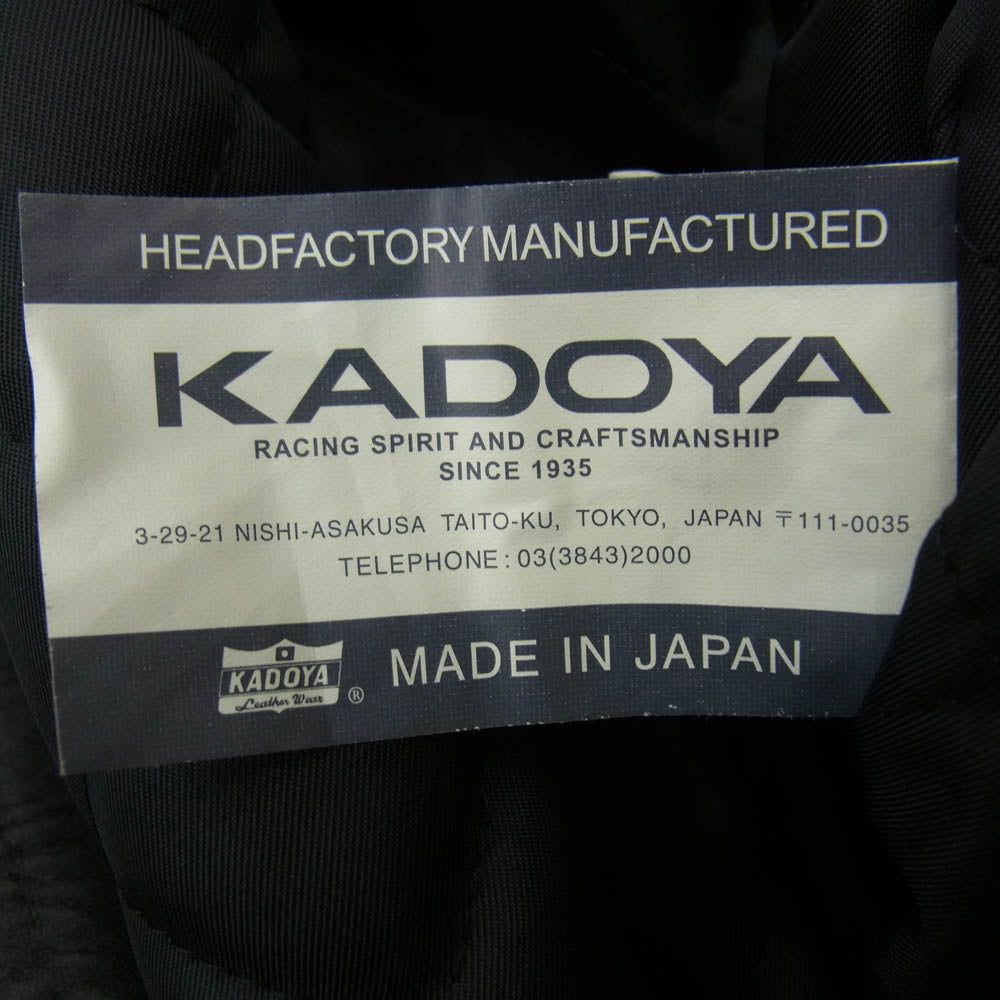 KADOYA カドヤ ヘッドファクトリー HF/AS-1VS 裏地キルティング シングルライダースジャケット ブラック系 LL【中古】