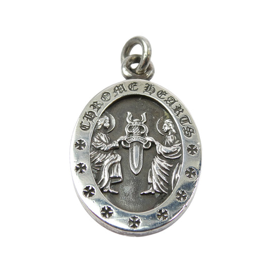 CHROME HEARTS クロムハーツ（原本無） ANGEL MEDAL OVAL オーバル エンジェル メダル ペンダント トップ シルバー系【中古】
