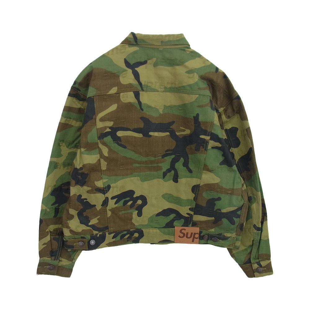 Supreme シュプリーム 25AW Jacquard Logos Denim Trucker Jacket ジャカード ロゴス デニム トラッカージャケット カーキ系 M【極上美品】【中古】