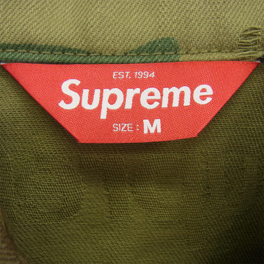 Supreme シュプリーム 25AW Jacquard Logos Denim Trucker Jacket ジャカード ロゴス デニム トラッカージャケット カーキ系 M【極上美品】【中古】