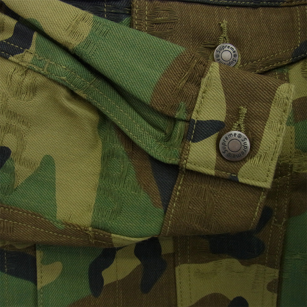 Supreme シュプリーム 25AW Jacquard Logos Denim Trucker Jacket ジャカード ロゴス デニム トラッカージャケット カーキ系 M【極上美品】【中古】