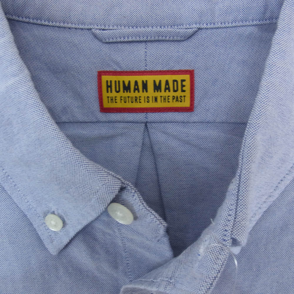 HUMAN MADE ヒューマンメイド 25SS Oxford BD L/S Shirt Blue オックスフォード BD L/S シャツ ハートワッペン 刺繍 長袖 ボタンダウンシャツ ブルー ライトブルー系 L【中古】