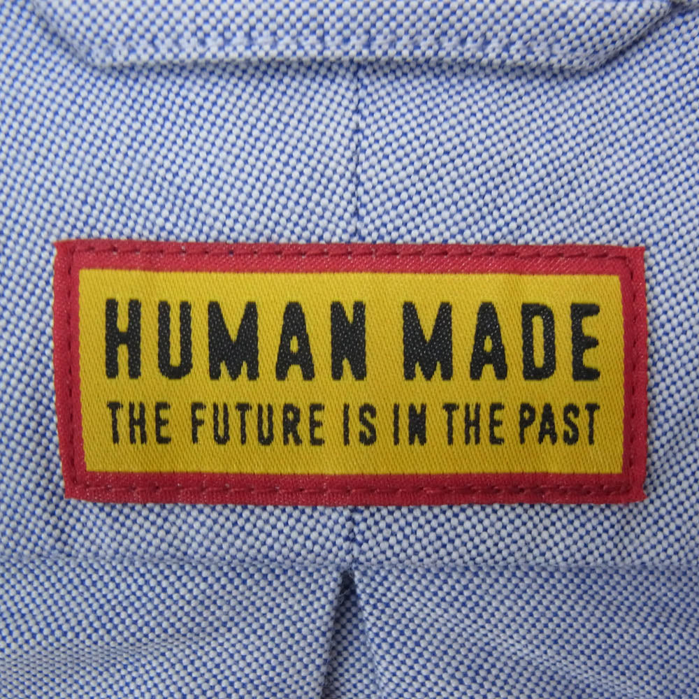 HUMAN MADE ヒューマンメイド 25SS Oxford BD L/S Shirt Blue オックスフォード BD L/S シャツ ハートワッペン 刺繍 長袖 ボタンダウンシャツ ブルー ライトブルー系 L【中古】